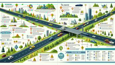 Toll road map and travel planner illustration